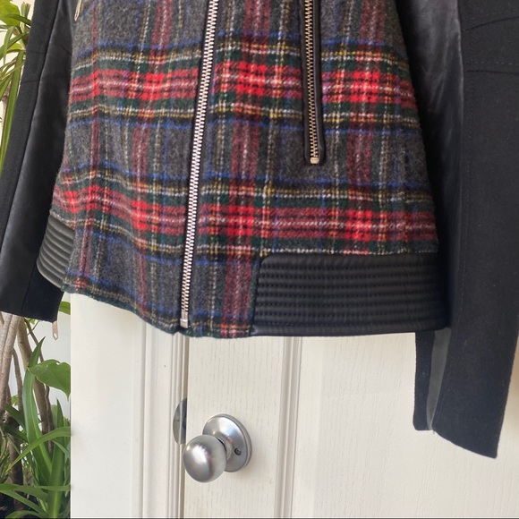 Zara Trafaluc wool blend plaid moto biker jacket XS - Picture 7 of 14